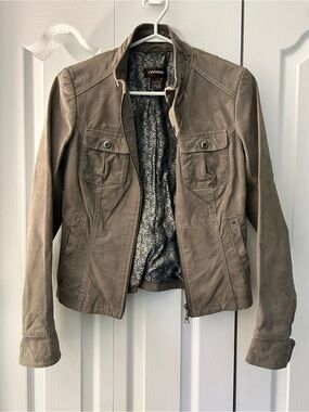 Danier Taupe Suede Women's Zip-Front Jacket